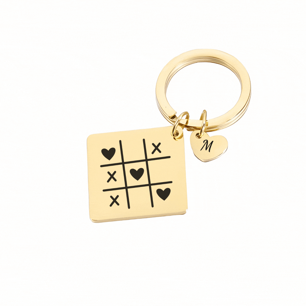 Square Keyring with Love Heart and Personalised Engraving