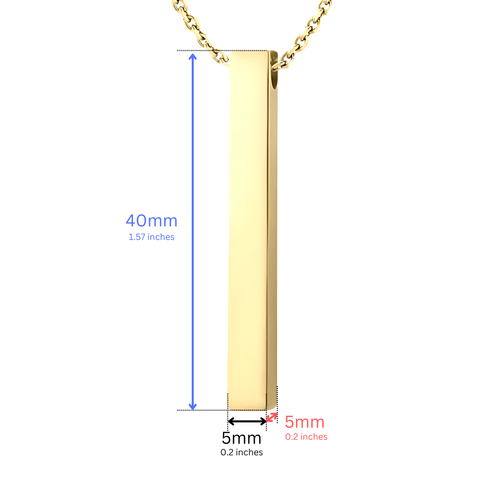 Stainless Steel Pendant bar necklace with personalised message