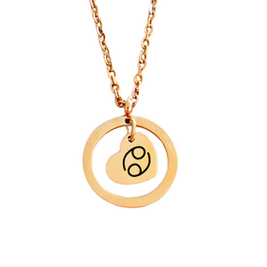 Cherished Circle: Stainless Steel Round Pendant Necklace with Heart Charm with Personalised Engraving