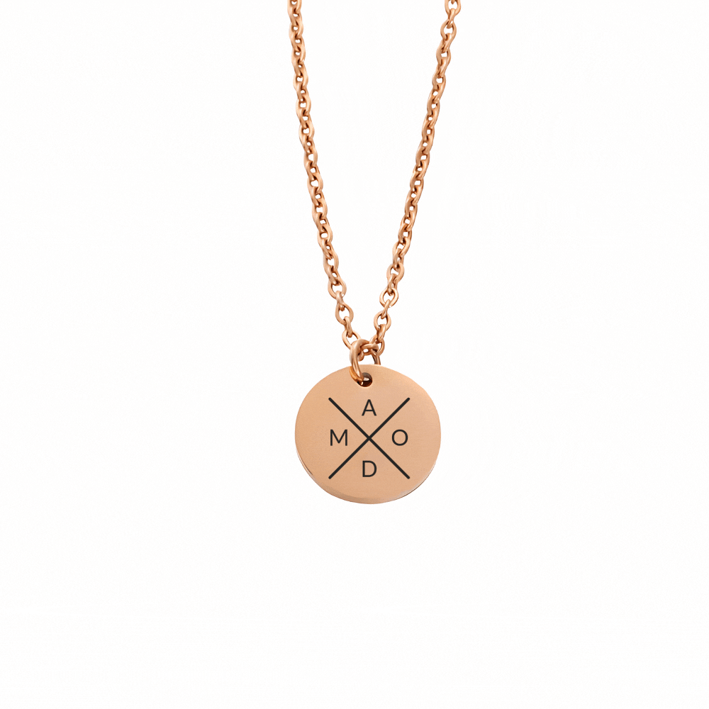 Stainless Steel Round Pendant Necklace with Personalised Engraving