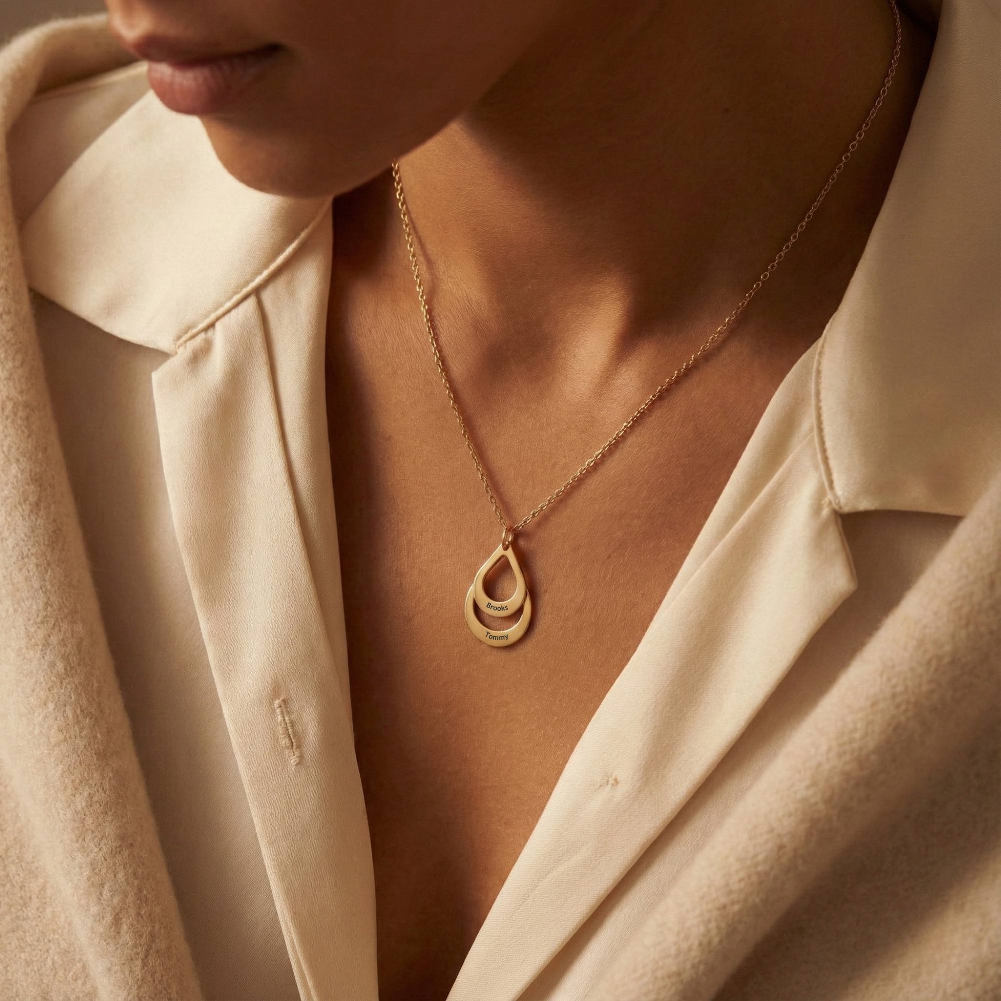 The Ripple Duo: Personalised Stainless Steel Pendant Necklace