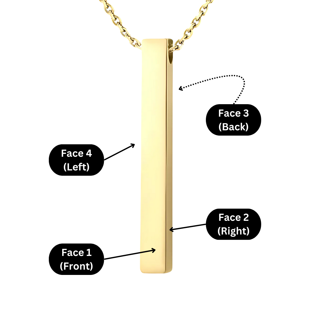 Stainless Steel Pendant bar necklace with personalised message